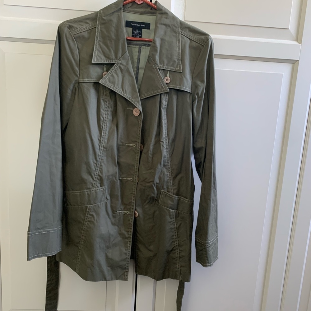 Calvin Klein army green trench coat.